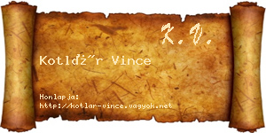 Kotlár Vince névjegykártya