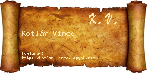 Kotlár Vince névjegykártya